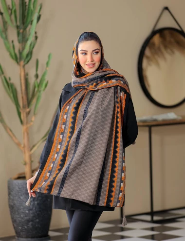 شال نخی منگوله دار عرض 75 کد 8429