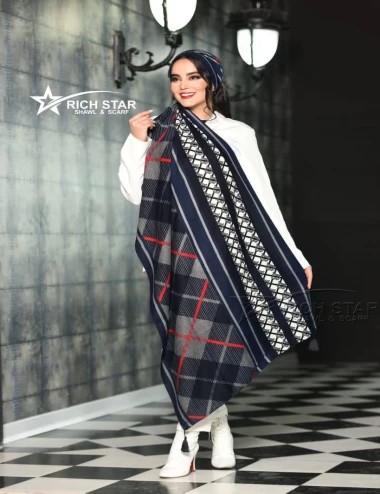 شال نخی پاییزه منگوله دار عرض 75 کد 6195