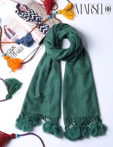 شال موهر وارداتی پوم پوم عرض 75 کد 5749