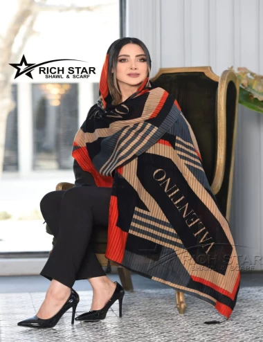 شال نخی بهاره منگوله دار عرض 75 کد 8364