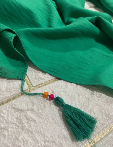 شال نخی ساده اعلا منگوله دار عرض 75 کد 5711