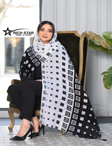 شال نخی بهاره منگوله دار عرض 75 کد 8365