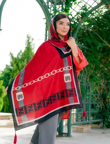 شال نخی صابونی منگوله دار عرض 80 کد 8309