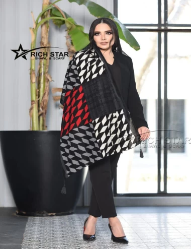 شال نخی منگوله دار عرض 75 کد 8271