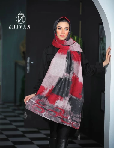 شال نخی منگوله دار رنگ سال عرض 75 کد 8410