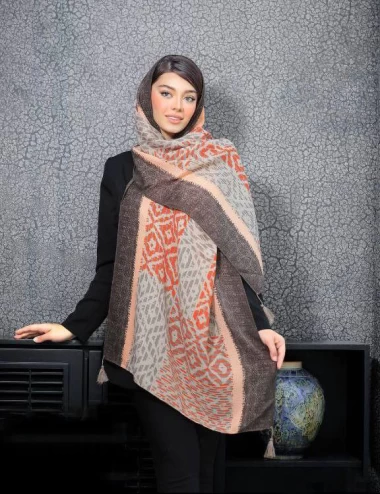 شال نخی پاییزه منگوله دار عرض 75 کد 6308