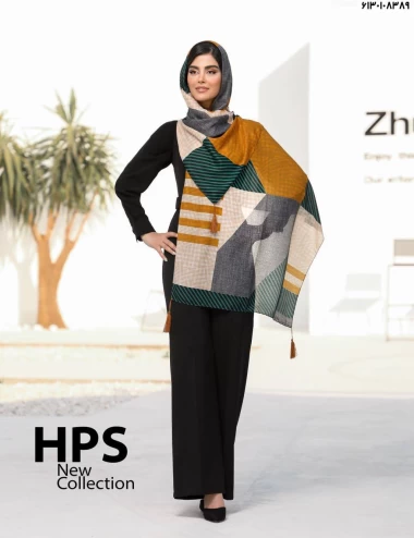 شال نخی ترک منگوله دار عرض 75 کد 6130108389