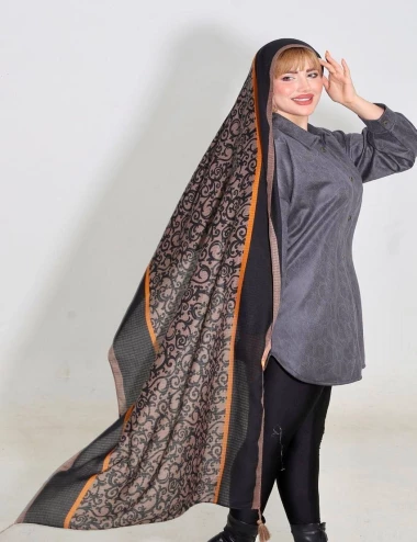 شال نخی پاییزه منگوله دار کد 10546