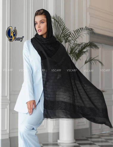 شال مشکی پارلا عرض 75 کد 8525