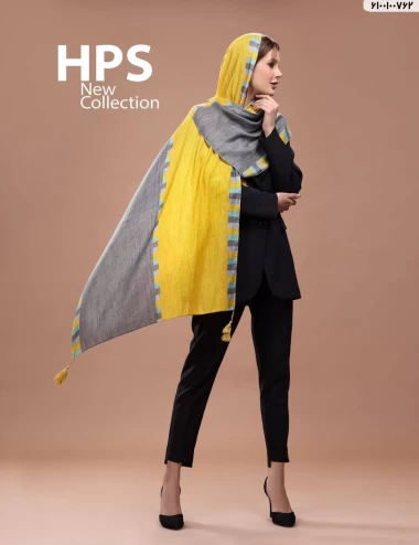شال نخی ژاکارد منگوله دار عرض 75 کد 6100100762