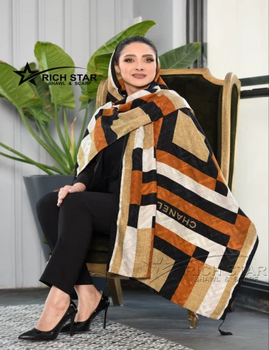 شال نخی منگوله دار عرض 75 کد 8503