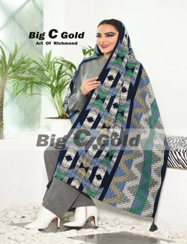 شال نخی پاییزه منگوله دار عرض 75 کد 6304