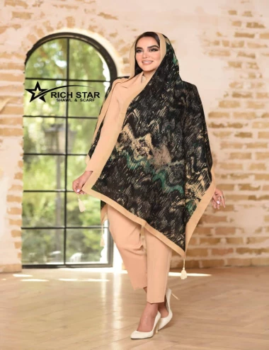 شال نخی پاییزه منگوله دار کد 10377