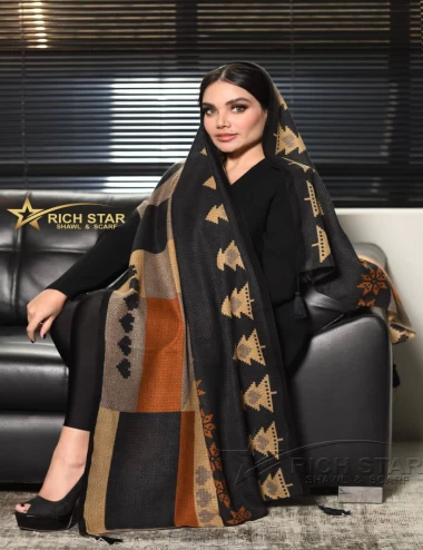 شال نخی پاییزه منگوله دار عرض 75 کد 6735