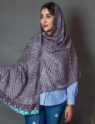 شال نخی پاییزه منگوله دار عرض 75 کد 5712