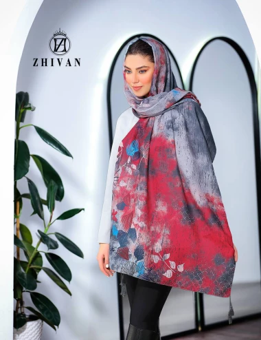 شال نخی منگوله دار رنگ سال عرض 75 کد 8410