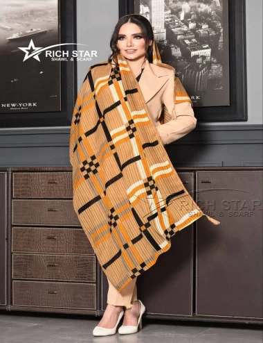 شال نخی منگوله دار عرض 75 کد 8291