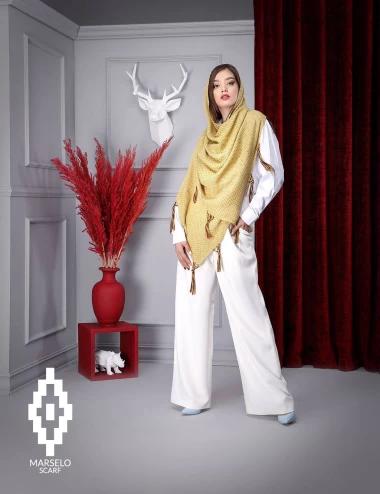 شال نخ پنبه دورو مزونی عرض 75 کد 5756