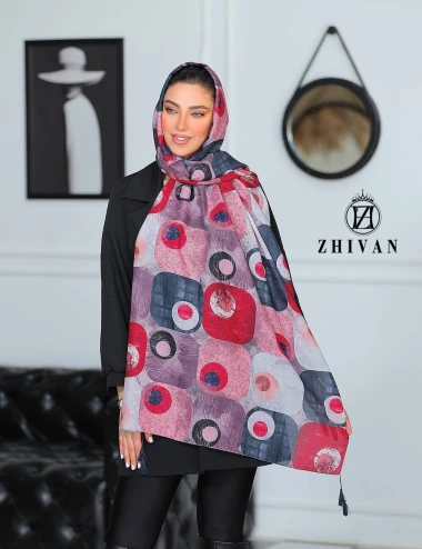 شال نخی منگوله دار رنگ سال عرض 75 کد 8410