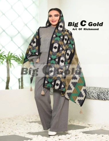 شال نخی پاییزه منگوله دار عرض 75 کد 6304