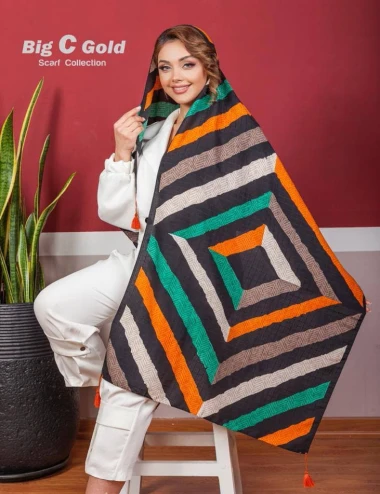 شال نخی بهاره منگوله دار 0329