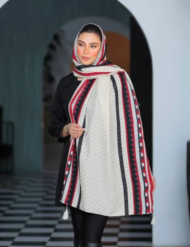 شال نخی منگوله دار عرض 75 کد 8429