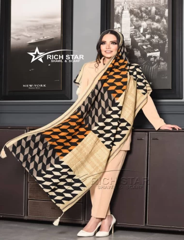 شال نخی منگوله دار عرض 75 کد 8271