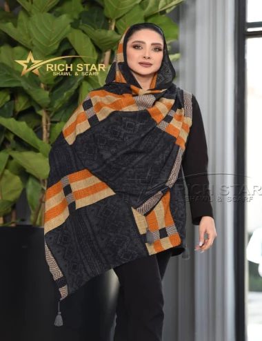 شال نخی منگوله دار عرض 75 کد 8472