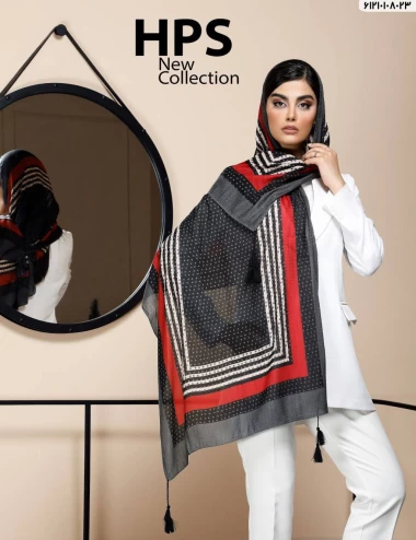 شال نخی سوزنی منگوله دار عرض 75 کد 61210108023