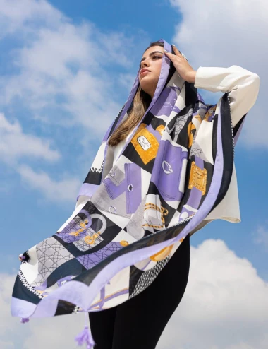شال نخی بهاره منگولدار کد 8985