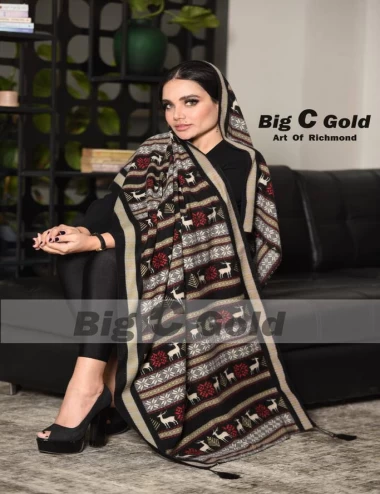 شال موهر پاییزه منگوله دار عرض 75 کد 6717