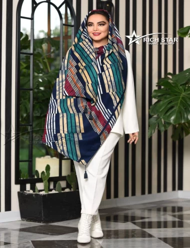 شال نخی پاییزه منگوله دار عرض 75 کد 6152