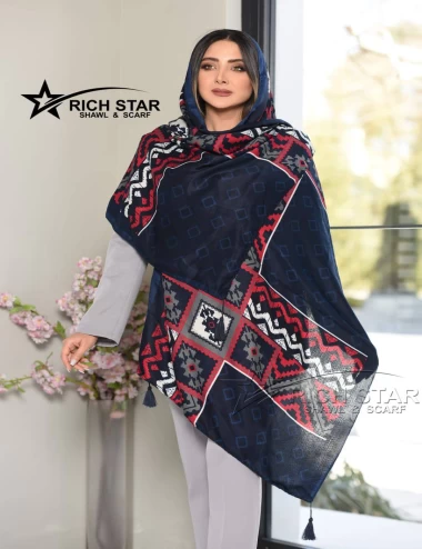 شال نخی بهاره منگوله دار عرض 75 کد 8366