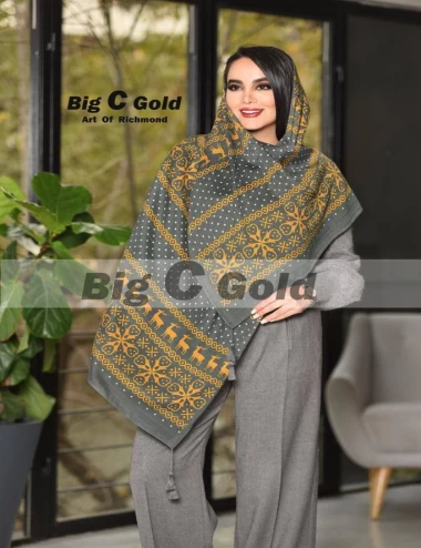شال نخی پاییزه منگوله دار عرض 75 کد 6638