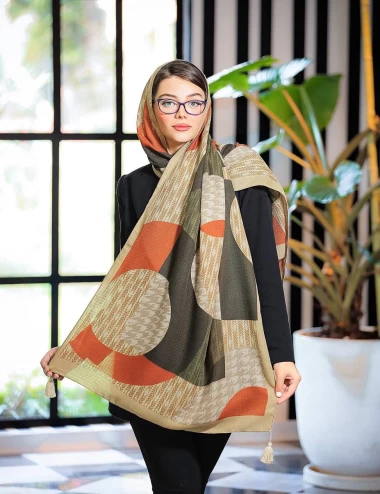 شال نخی پاییزه منگوله دار عرض 75 کد 6018