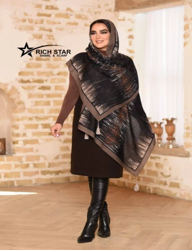 شال نخی پاییزه منگوله دار کد 10374