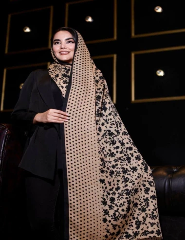 شال نخی پاییزه منگوله دار کد 10541