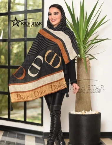 شال نخی پاییزه منگوله دار عرض 75 کد 5948