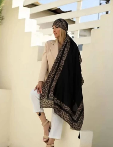 شال موهر منگوله دار عرض 75 کد 6395