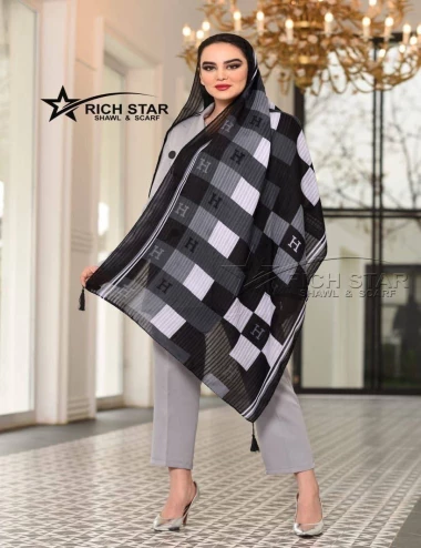 شال نخی منگوله دار عرض 75 کد 8480