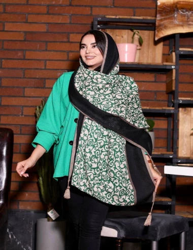 شال نخی پاییزه منگوله دار کد 10546