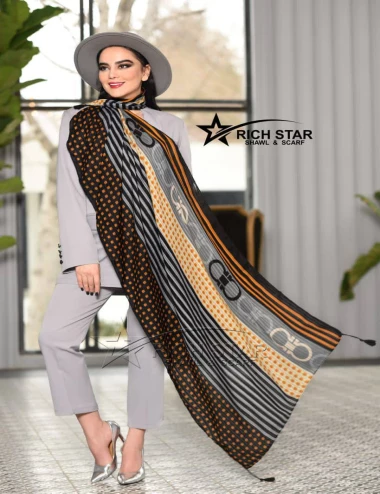شال نخی منگوله دار عرض 75 کد 8502