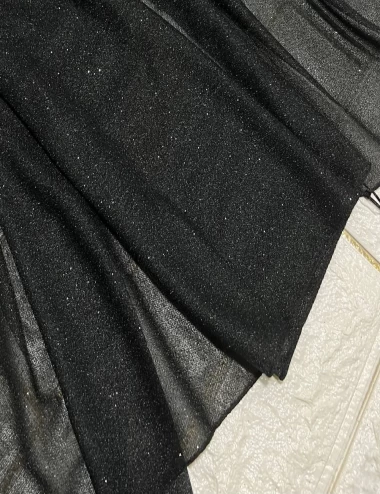 شال مشکی مجلسی اکلیلی منگوله دار عرض 80 کد 5907