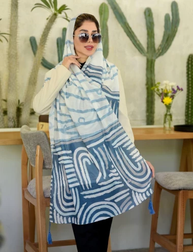 شال نخی منگوله دار عرض 75 کد 8671