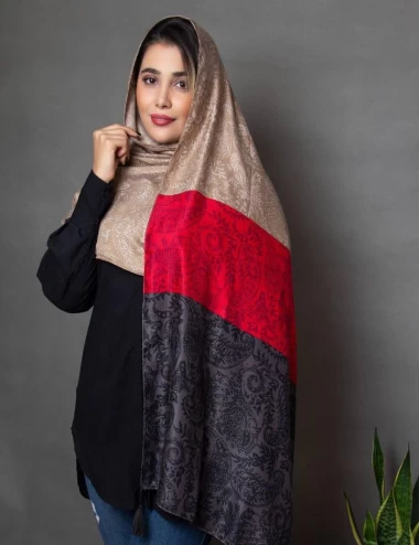 شال نخی پاییزه منگوله دار عرض 75 کد 6566