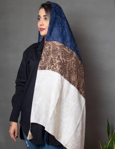 شال نخی پاییزه منگوله دار عرض 75 کد 6566