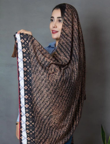 شال نخی پاییزه منگوله دار عرض 75 کد 5712