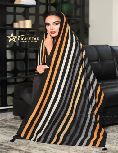 شال نخی پاییزه منگوله دار عرض 75 کد 6250