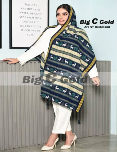 شال موهر پاییزه منگوله دار عرض 75 کد 6717