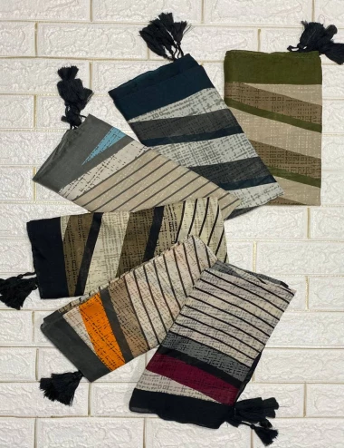 شال نخی منگوله دار عرض 75 کد 8513
